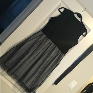 Black and grey dress with tuille on the bottom